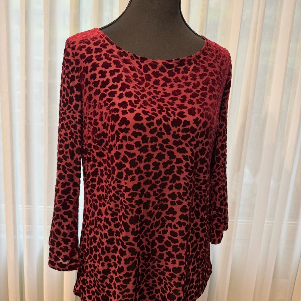 Talbots Burgundy Velvet Burnout Blouse